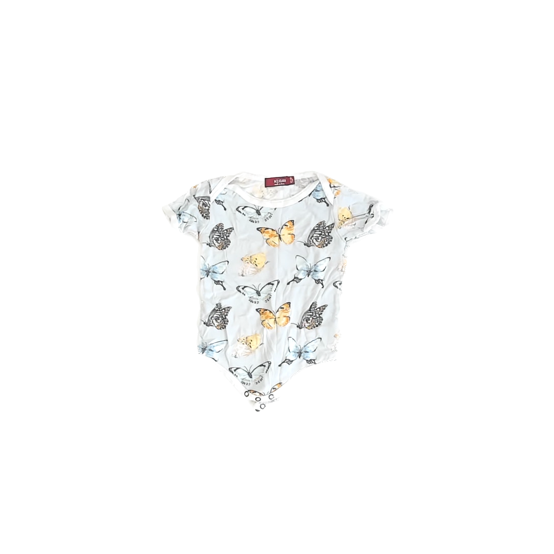 Milkbarn Girls Light Blue Butterflies Onesie Size: 12-18 Months Light Blue Butterflies