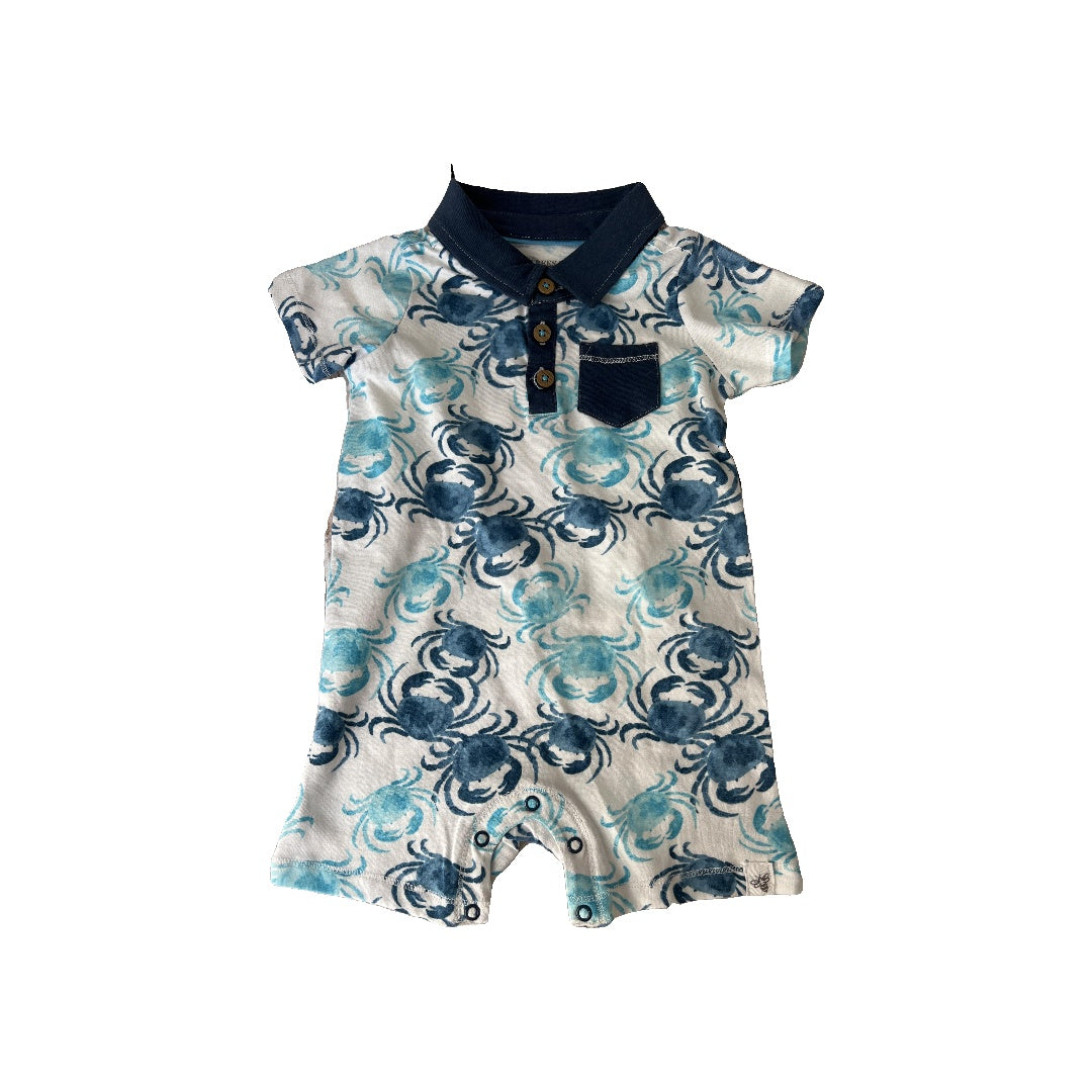 Burt's Bees Boys Light Blue | Crabs Romper Size: 6-9 months Light Blue | Crabs