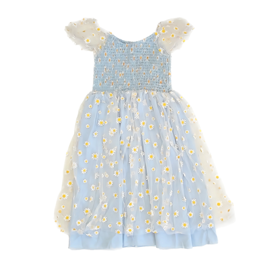 Unknown Girls Light Blue Daisy Dress Size: *8-10 Years Light Blue Daisy