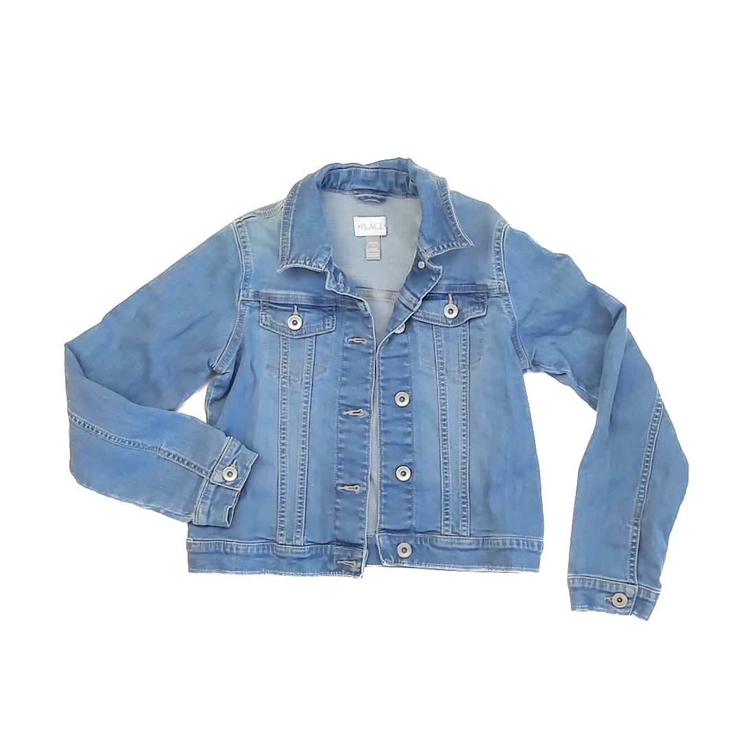 Children's Place Girls Light Blue Denim Jacket Size: 10-12 Years Light Blue Denim