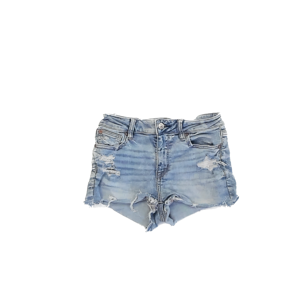 American Eagle Girls Light Blue Denim Jean Shorts Size: 0 Light Blue Denim