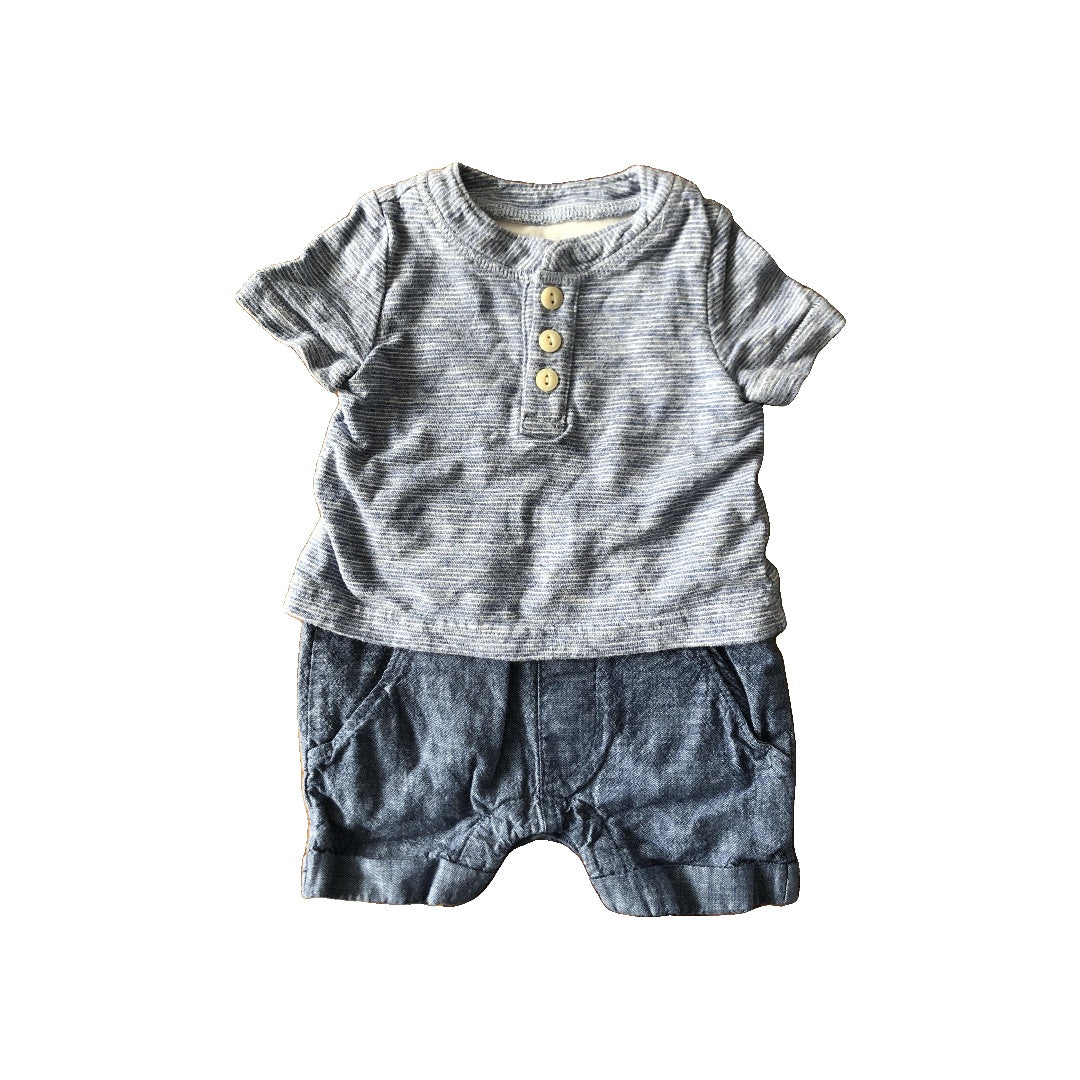 Gap Boys Light Blue | Denim Romper Size: 0-3 months Light Blue | Denim