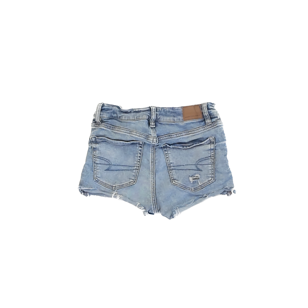 American Eagle Girls Light Blue Denim Jean Shorts Size: 0 Light Blue Denim