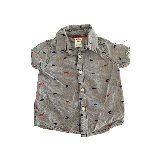 Carters Boys Light Blue | Dinosaur | Pattern Button Down Short Sleeve Size: 9 months Light Blue | Dinosaur | Pattern