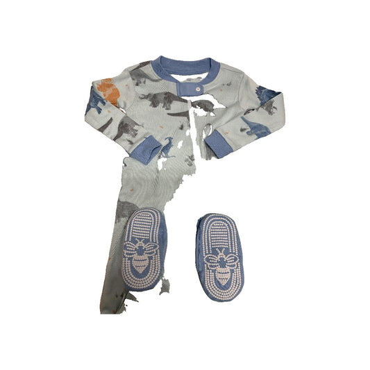 Burt's Bees Boys Light Blue | Dinosaur Pajamas Size: 12M Light Blue | Dinosaur