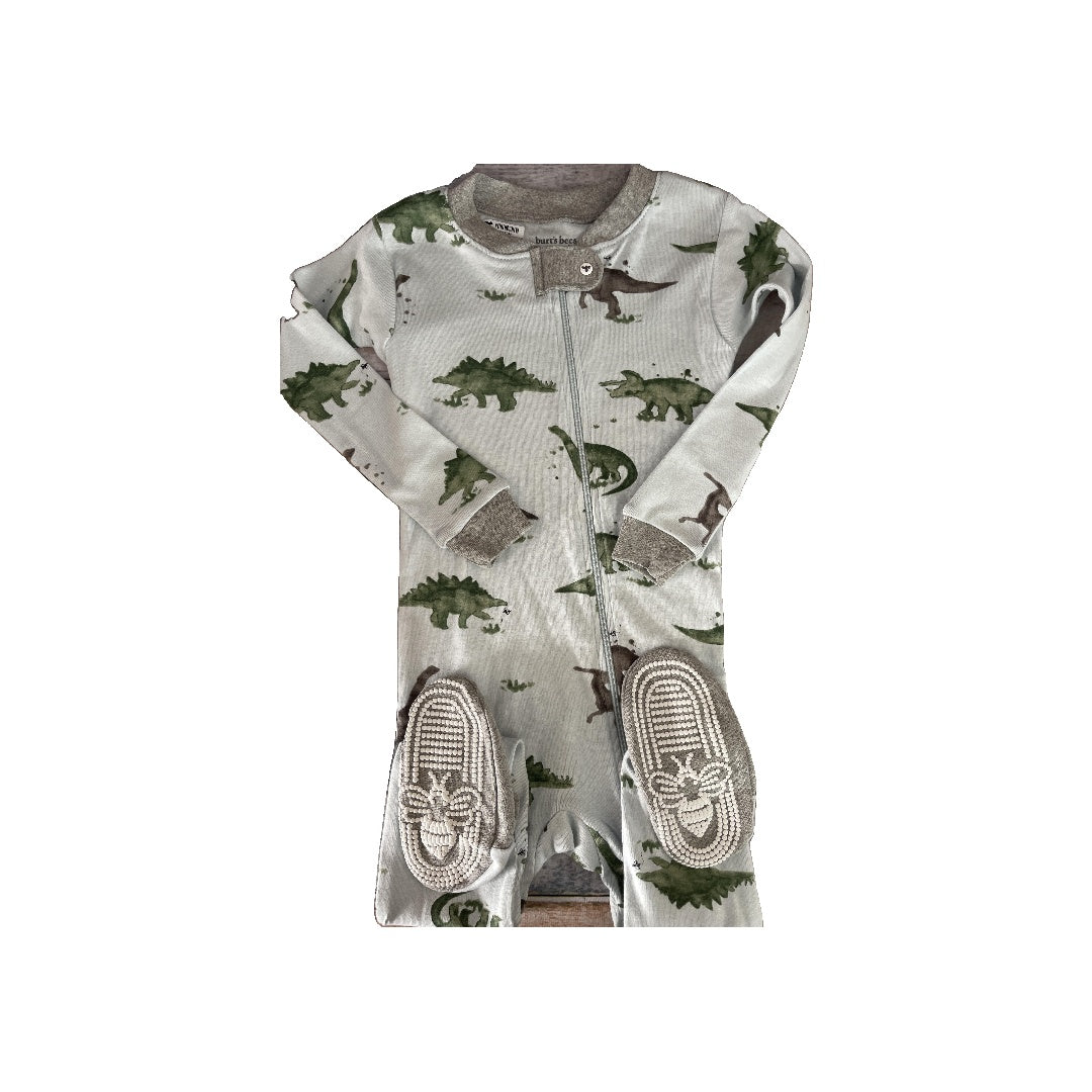 Burt's Bees Boys Light Blue | Dinosaur Pajamas Size: 18-24 months Light Blue | Dinosaur