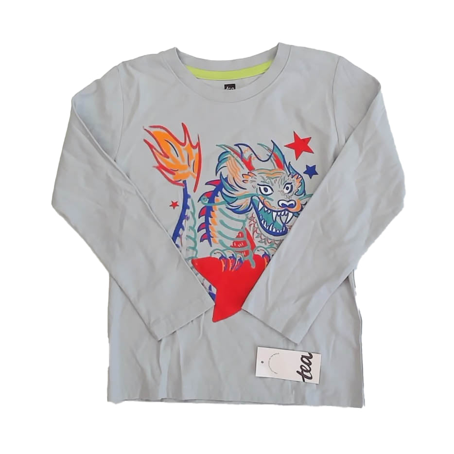 Tea Collection Boys Light Blue Dragon Long Sleeve T-Shirt Size: 5T Light Blue Dragon