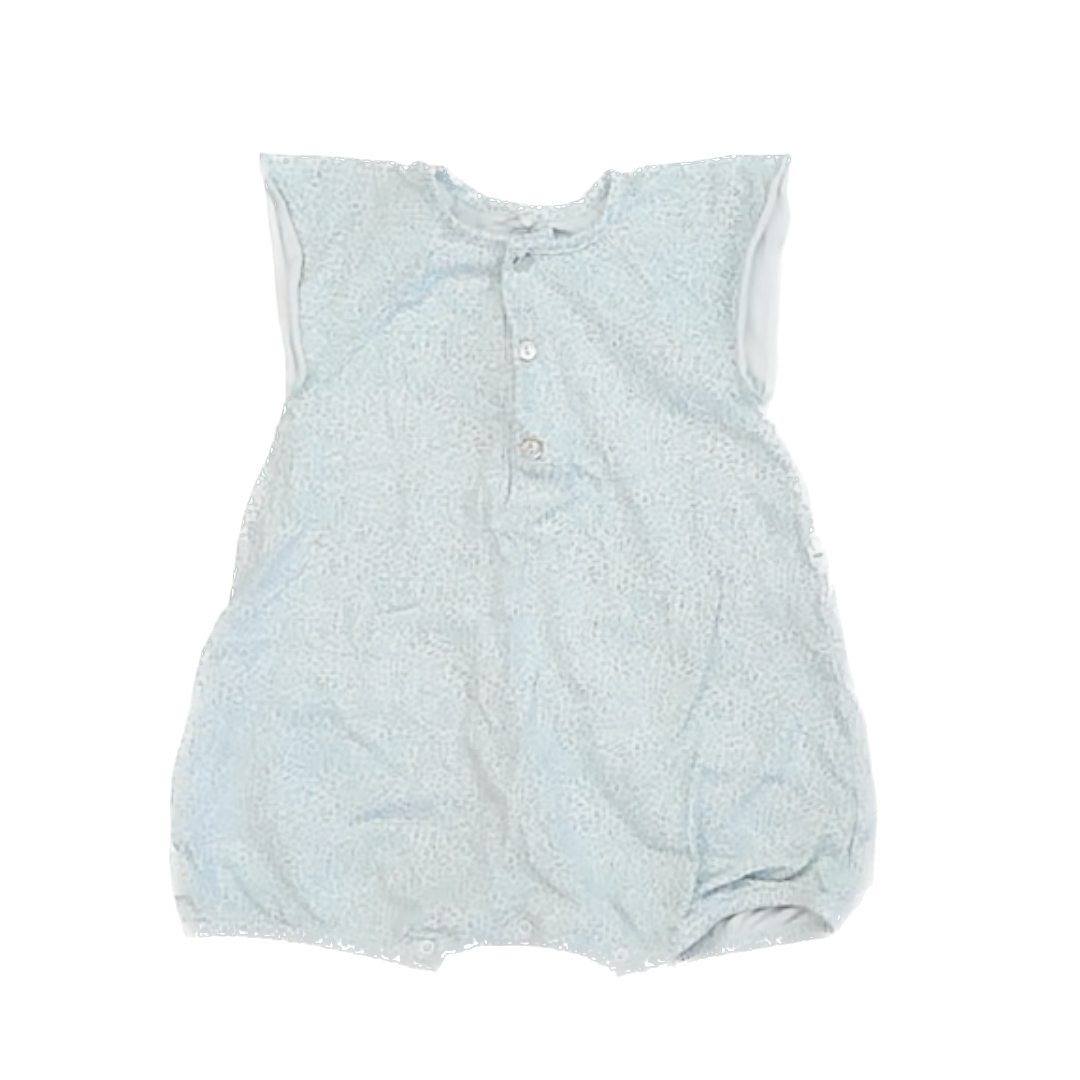 Laranjinha Girls Light Blue Floral Onesie Size: 12 Months Light Blue Floral