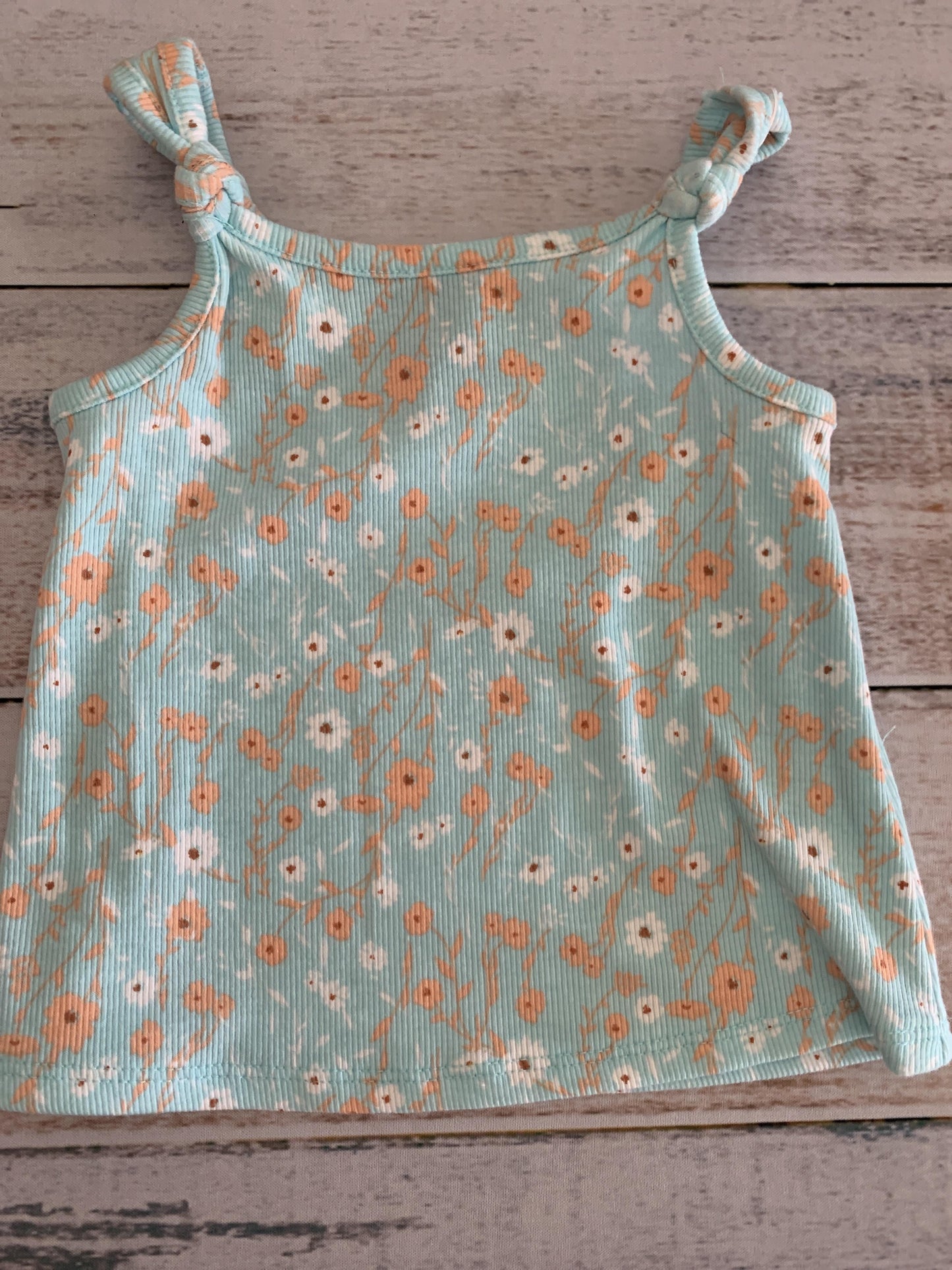 Art Class Girls Light Blue | Flowers | orange Tank Top Size: 12M Light Blue | Flowers | orange
