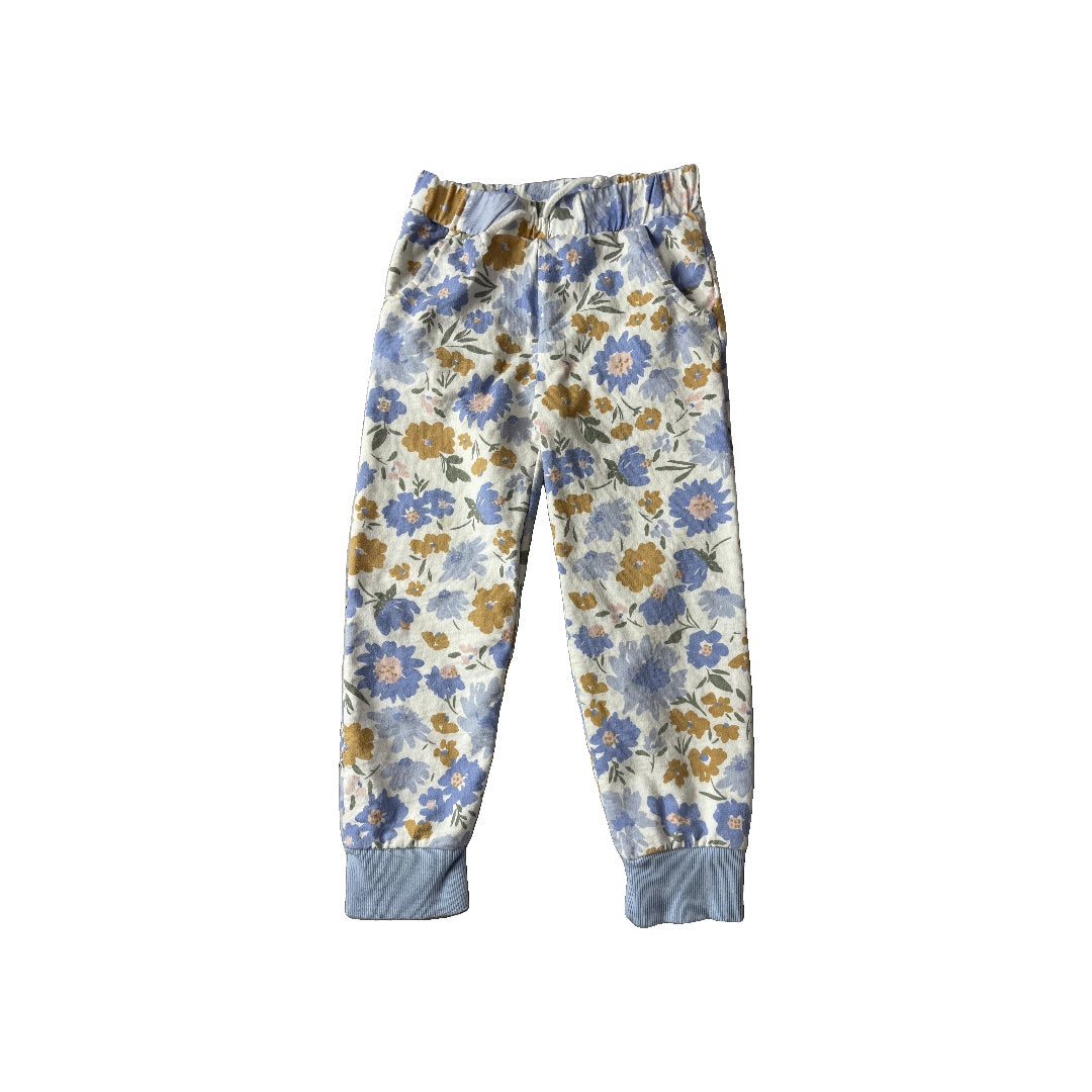 Burt's Bees Girls Light Blue | Flowers Pants Size: 4T Light Blue | Flowers