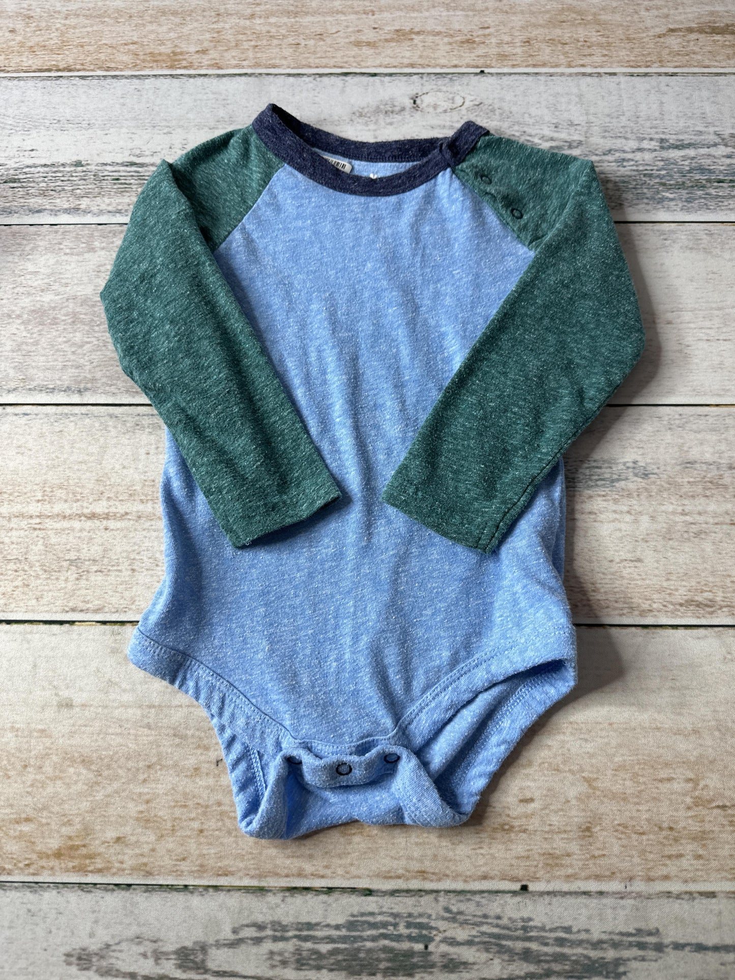 Primary Boys Light Blue | Forest Green Onesie Size: 12-18 months Light Blue | Forest Green