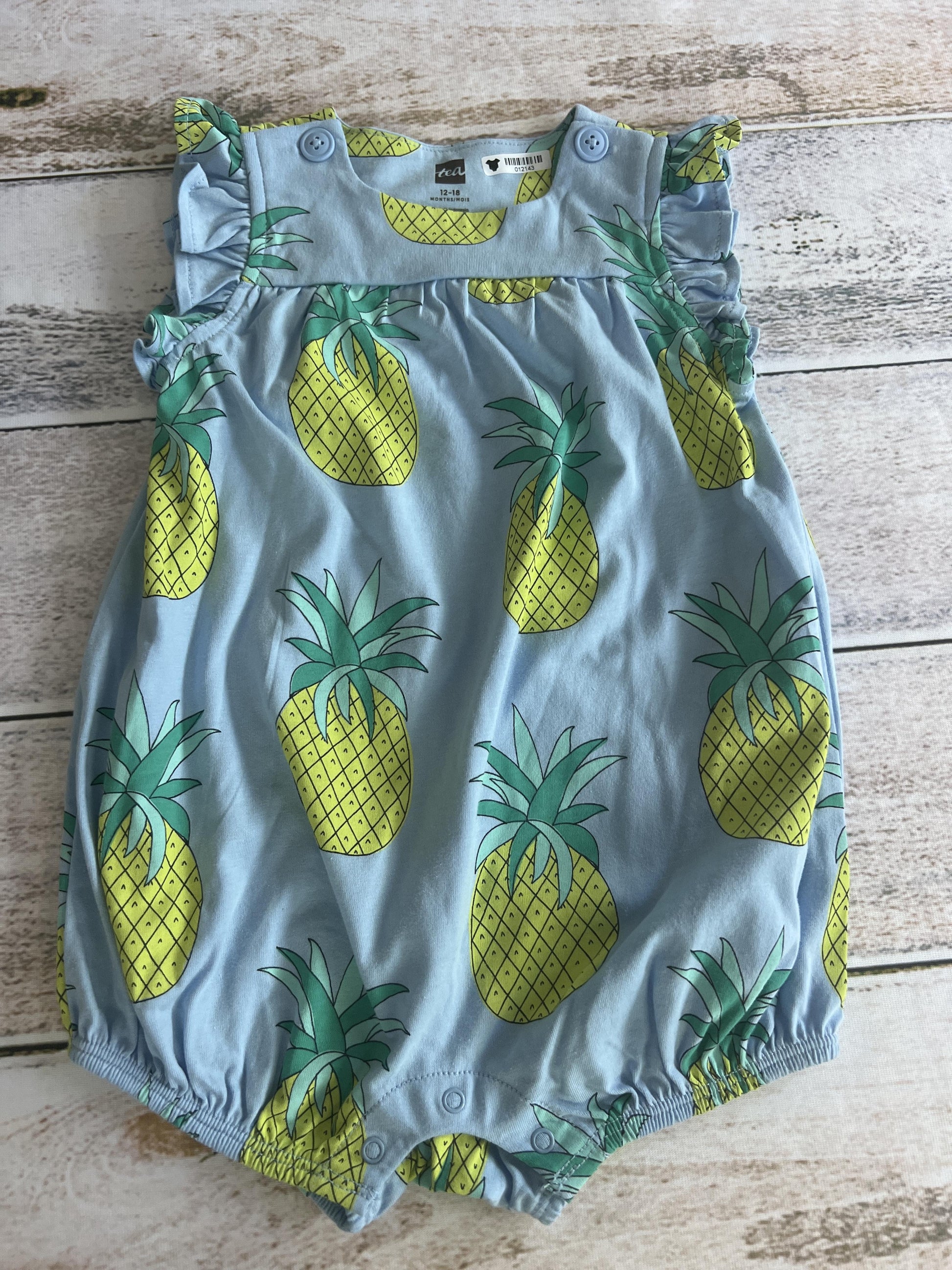 Tea Girls Light Blue | Fruit Romper Size: 12-18 months Light Blue | Fruit