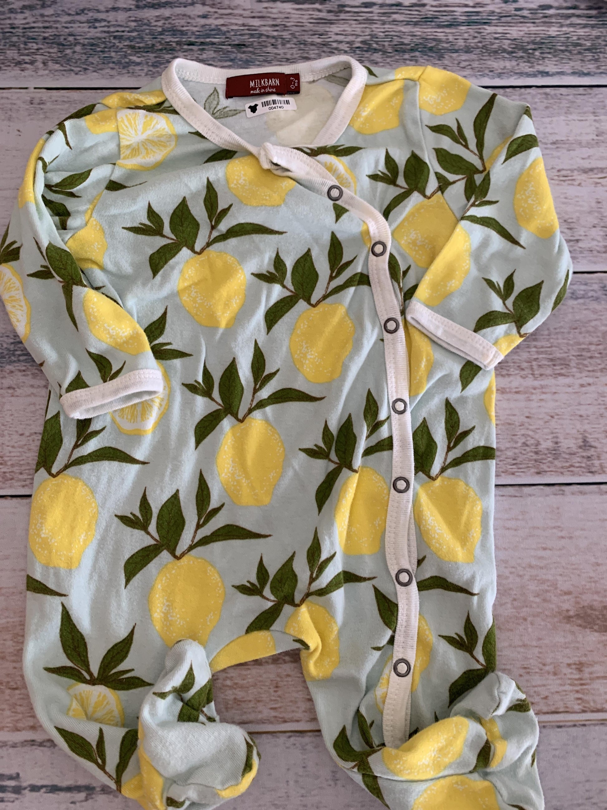 Milkbarn Girls Light Blue | Fruit Pajamas Size: 0-3 months Light Blue | Fruit