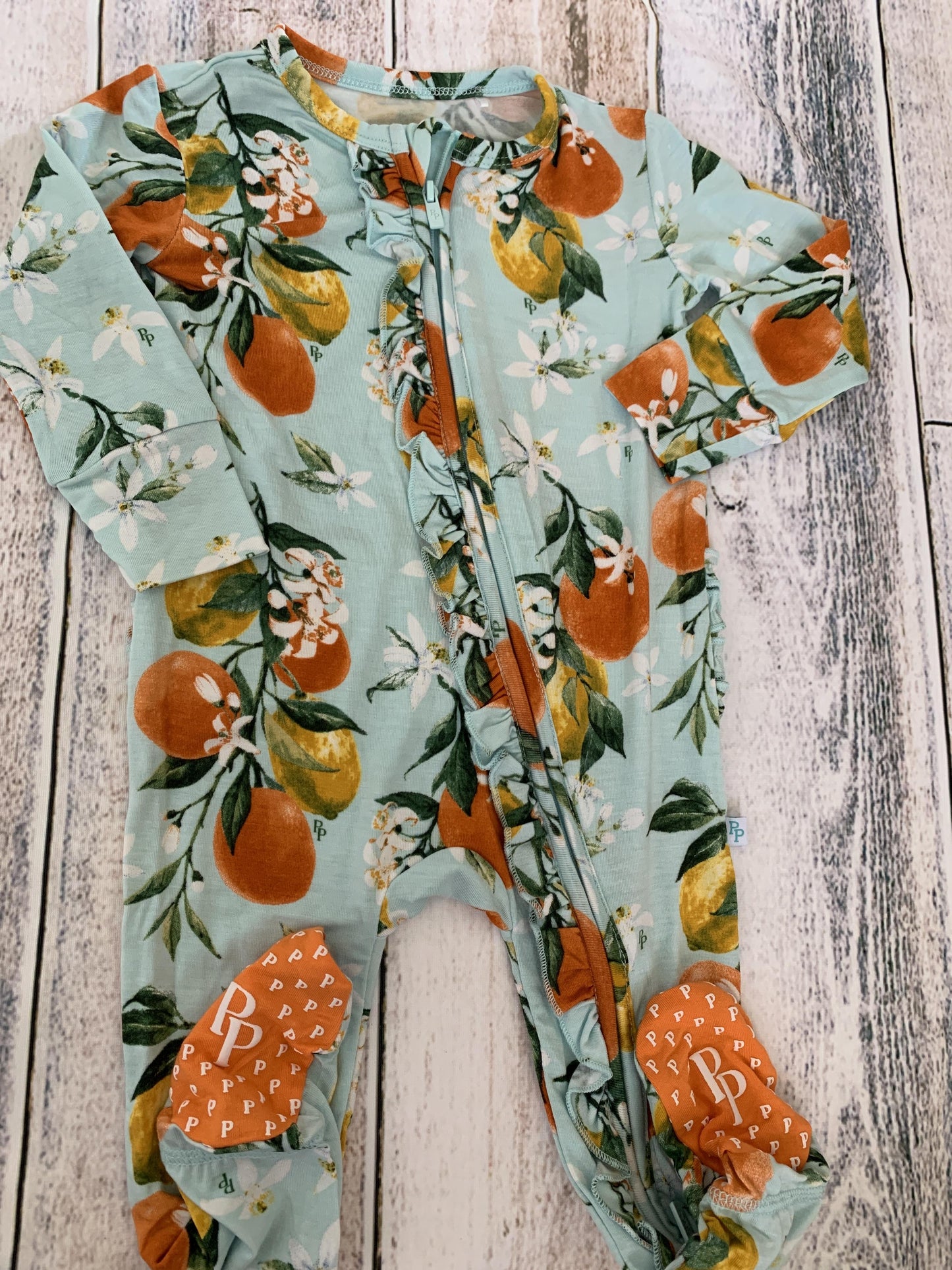 Posh Peanut Girls Light Blue | Fruit Pajamas Size: 9-12 Months Light Blue | Fruit