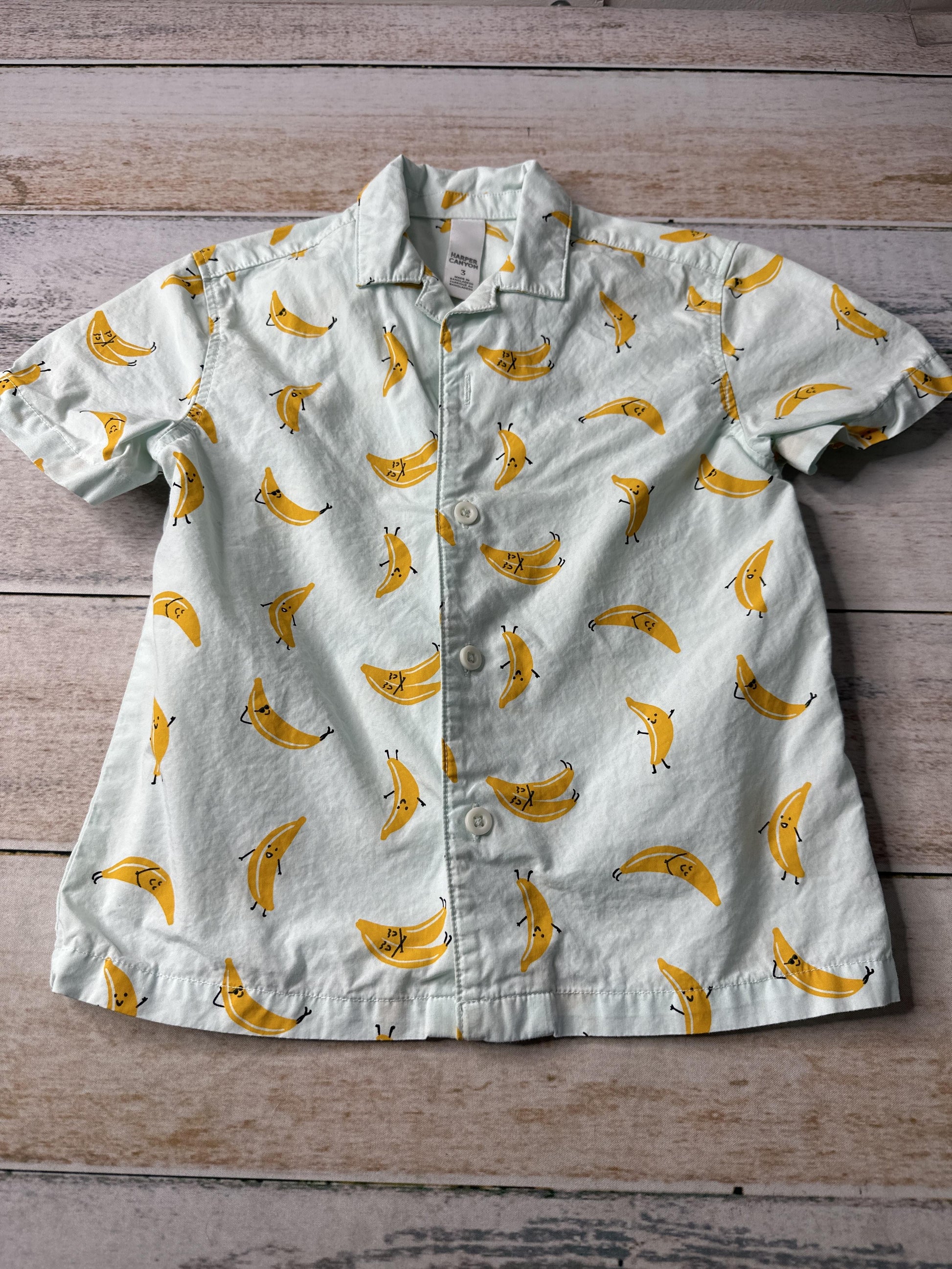 Harper Canyon Boys Light Blue | Fruit Button Down Short Sleeve Size: 3T Light Blue | Fruit