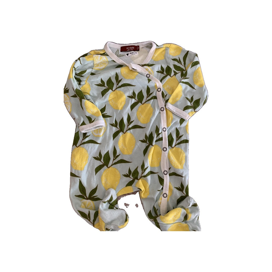 Milkbarn Girls Light Blue | Fruit Pajamas Size: 0-3 months Light Blue | Fruit