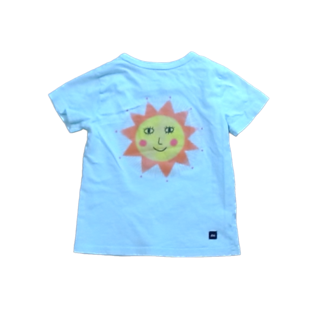 Tea Collection Girls Light Blue Green | Sun Face Shirt Size: 3T Light Blue Green | Sun Face