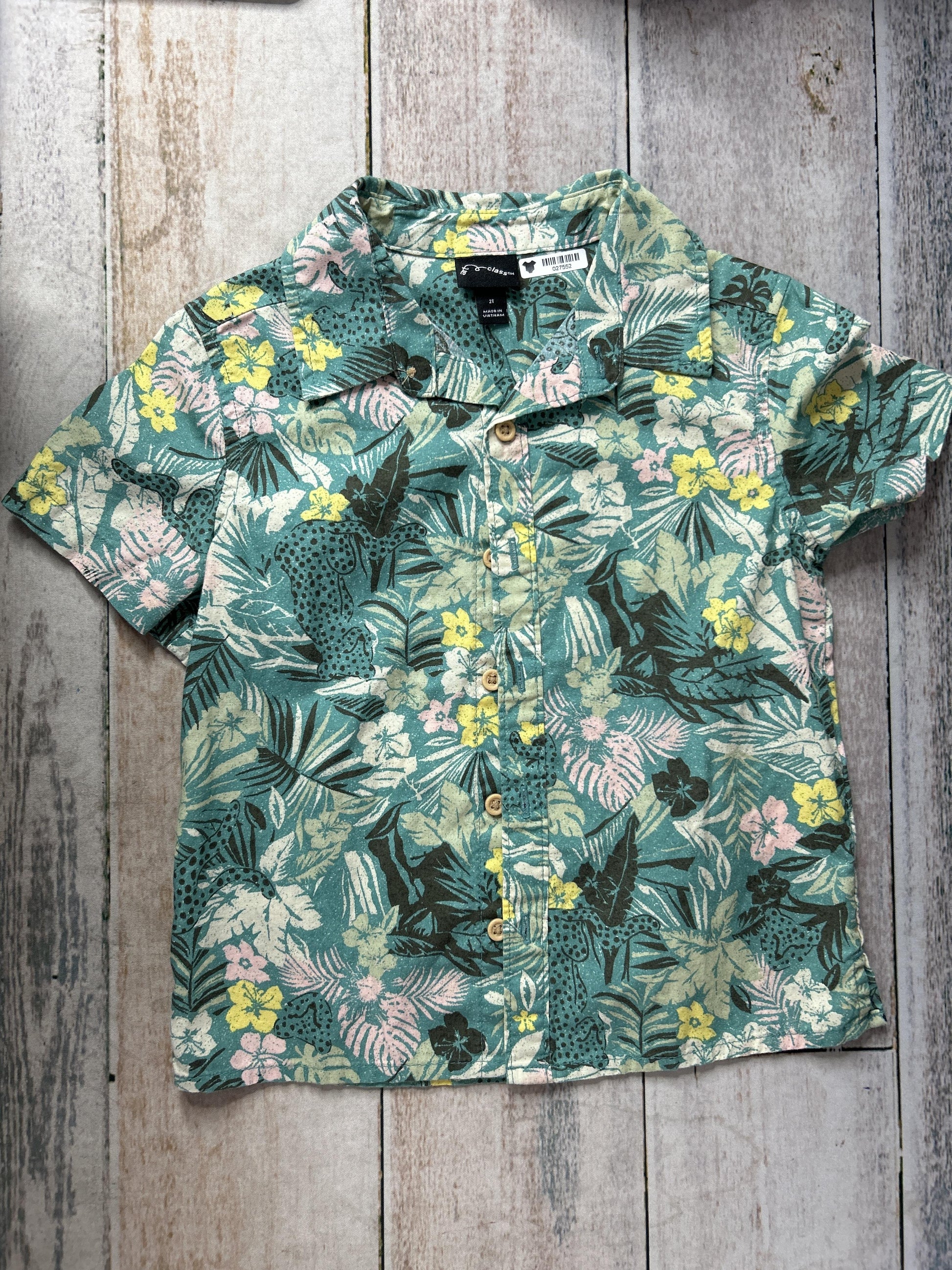 Boys Light Blue | green Button Down Short Sleeve Size: 2T Light Blue | green