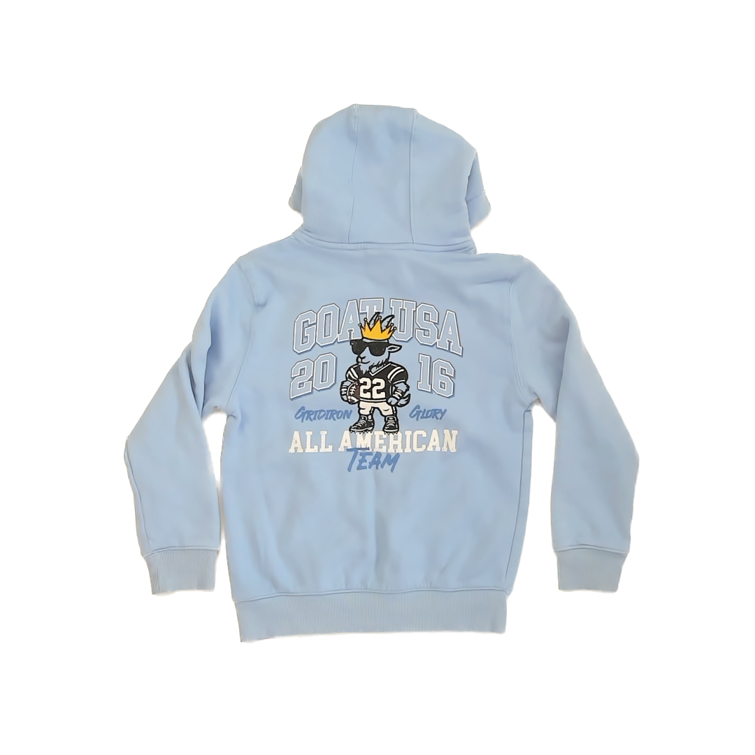 GOAT USA Boys Light Blue "Gridiron" Hoodie Size: Youth Medium (12-14 Years) Light Blue "Gridiron"