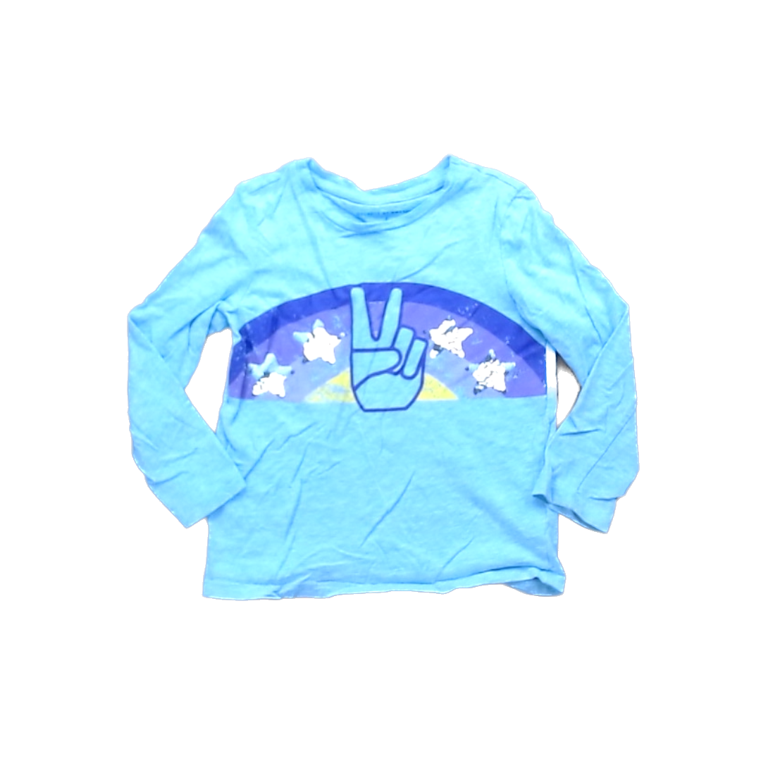 Rockets Of Awesome Girls Light Blue Heather | Purple Peace Hand Long Sleeve Shirt Size: 4T Light Blue Heather | Purple Peace Hand
