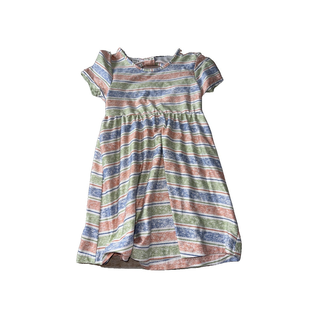 Picapino Girls Light Blue | light green | White | Stripe Dress Size: 4T Light Blue | light green | White | Stripe