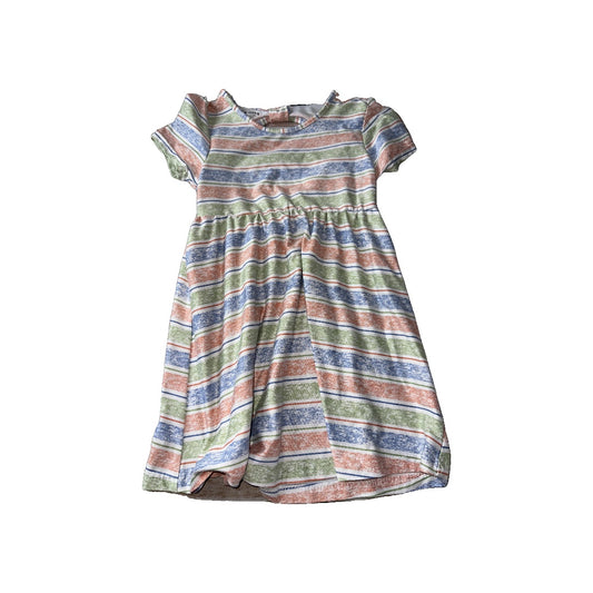 Picapino Girls Light Blue | light green | White | Stripe Dress Size: 4T Light Blue | light green | White | Stripe