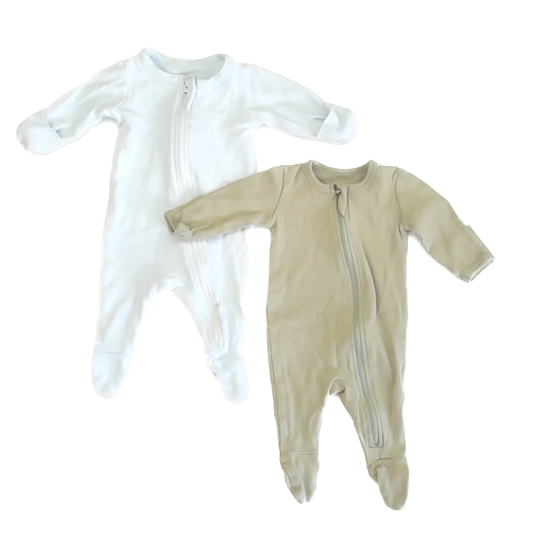 O2 Baby Boys Light Blue | Light Green 1-piece footed Pajamas Size: Newborn Light Blue | Light Green