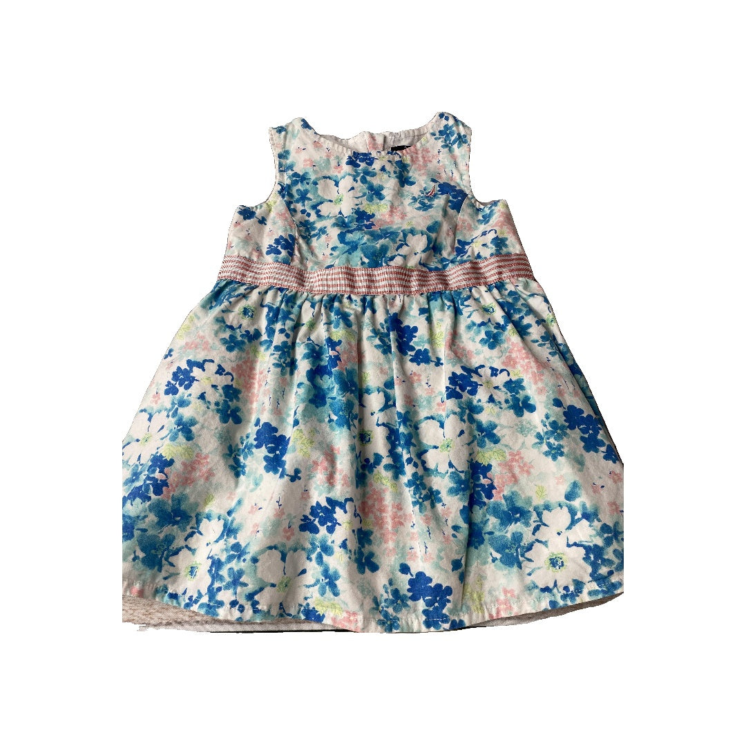 Nautica Girls Light Blue | Navy Blue | Blue | pink | Flowers Dress Size: 18 months Light Blue | Navy Blue | Blue | pink | Flowers