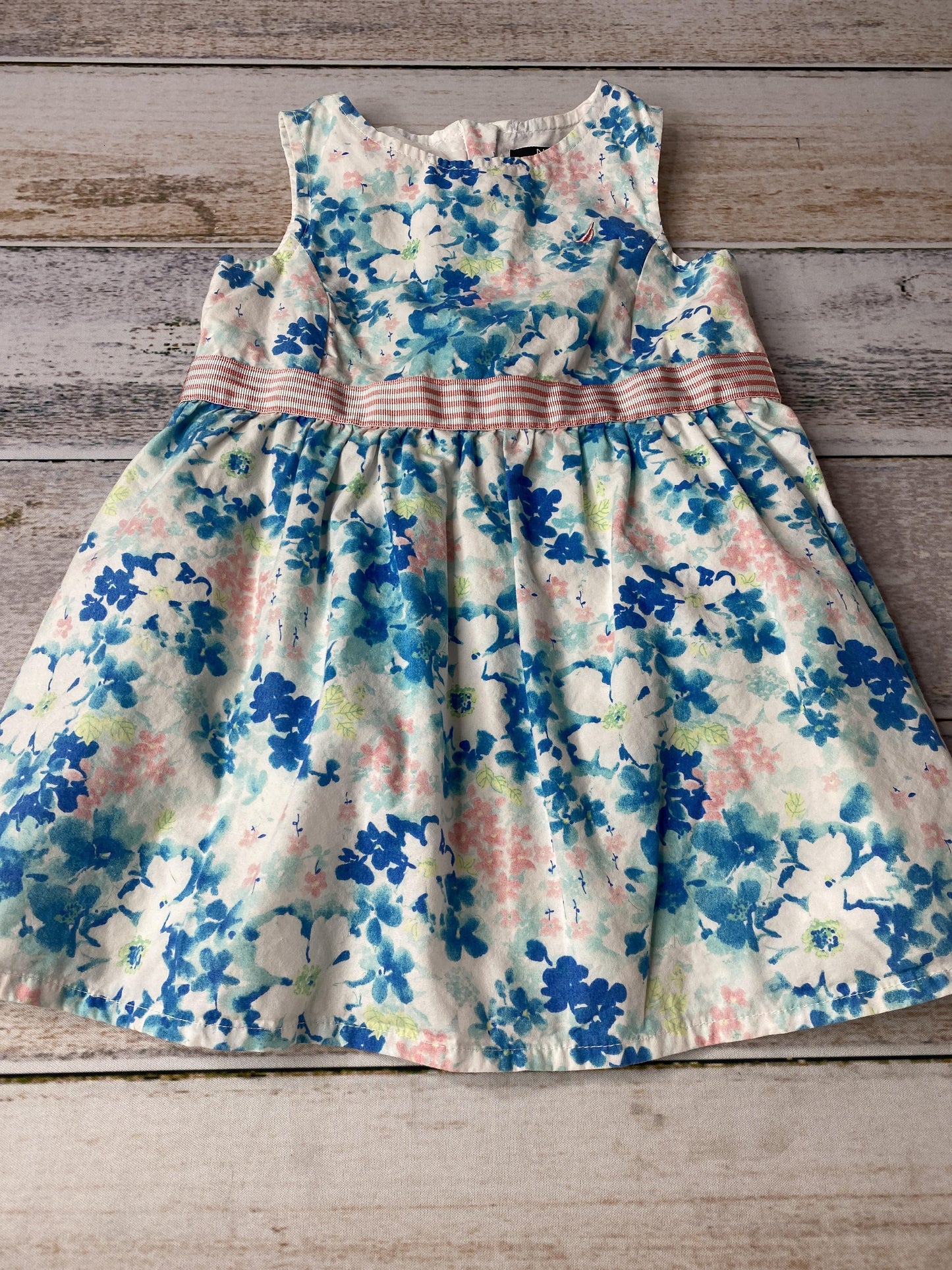 Nautica Girls Light Blue | Navy Blue | Blue | pink | Flowers Dress Size: 18 months Light Blue | Navy Blue | Blue | pink | Flowers