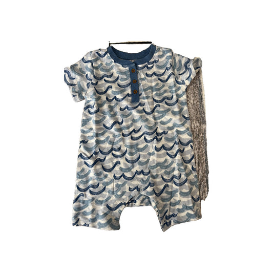 Nordstrom Boys Light Blue | Navy Blue | Pattern Romper Size: 9 months Light Blue | Navy Blue | Pattern