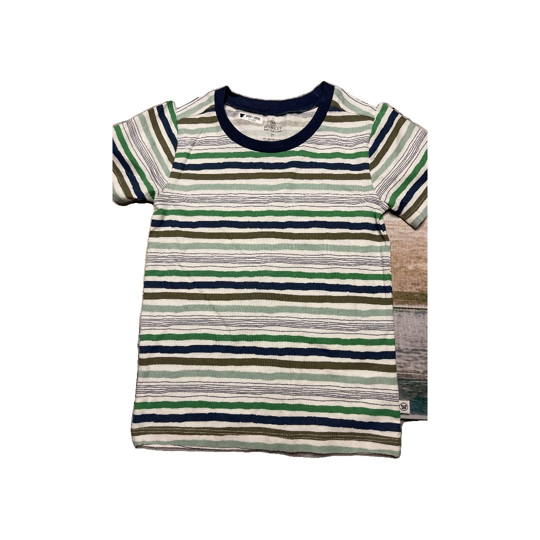 Honest Co Unisex Light Blue | Navy Blue | White | light green | Grey | Stripe T-Shirt Size: 2T Light Blue | Navy Blue | White | light green | Grey | Stripe