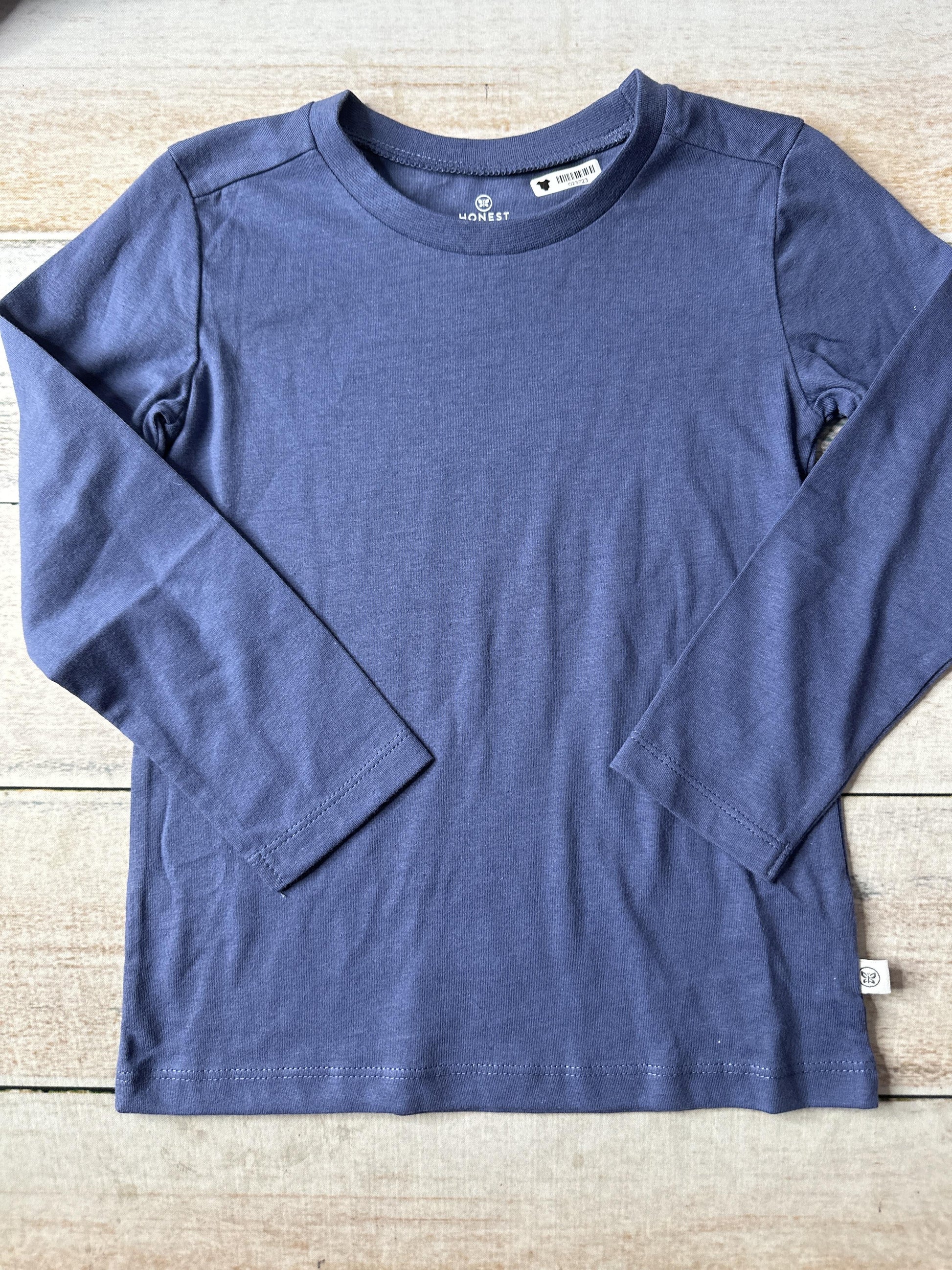 Honest Co Boys Light Blue | Navy Blue Long Sleeve T-Shirt Size: 3T Light Blue | Navy Blue