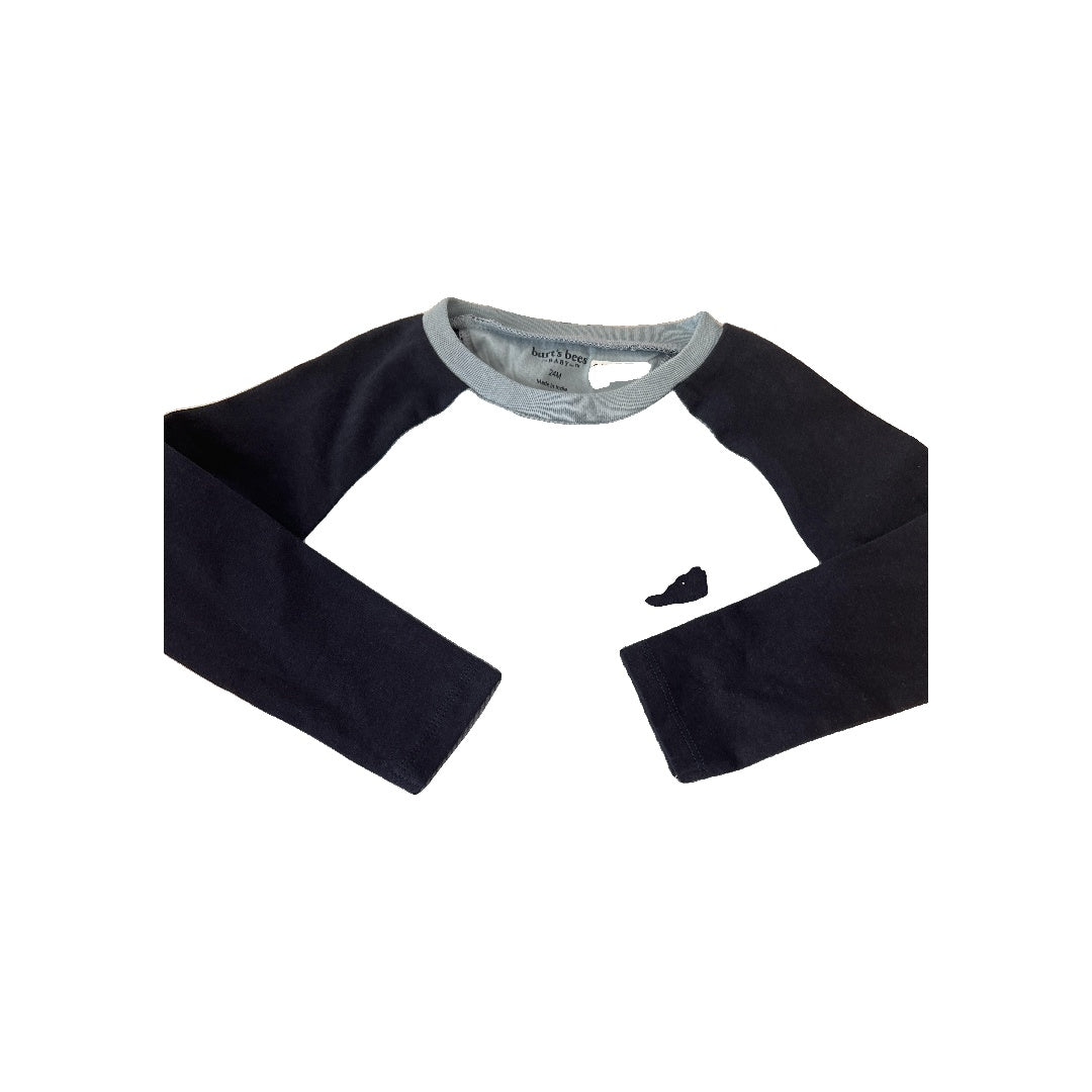 Burt's Bees Boys Light Blue | Navy Blue Long Sleeve Shirt Size: 24 months Light Blue | Navy Blue