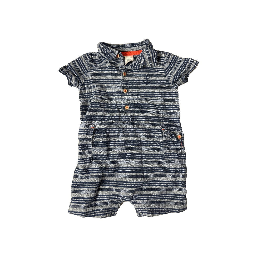 Carters Boys Light Blue | Navy Blue Romper Size: 6-9 months Light Blue | Navy Blue