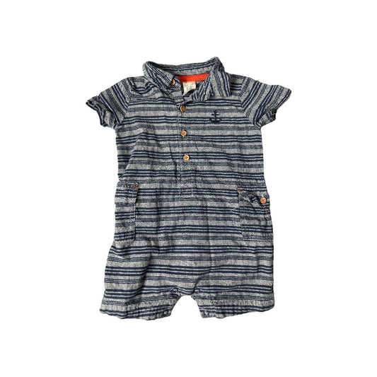 Carters Boys Light Blue | Navy Blue Romper Size: 6-9 months Light Blue | Navy Blue