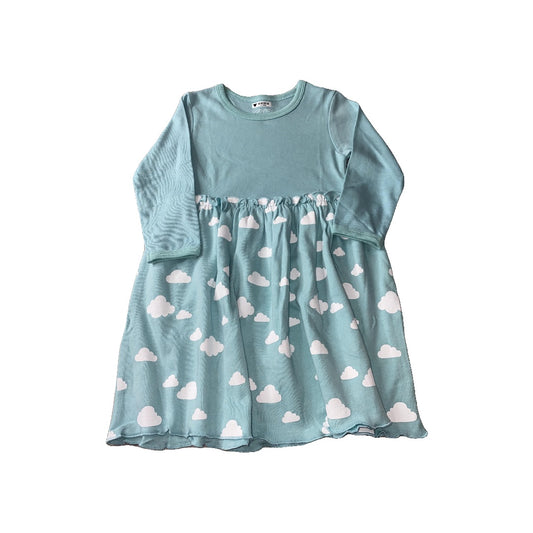 Babysoy Girls Light Blue | Pattern Dress Size: 3T Light Blue | Pattern
