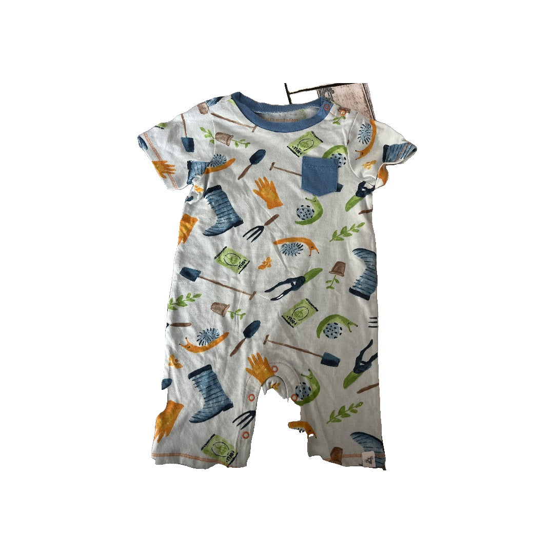 Burt's Bees Boys Light Blue | Pattern Romper Size: 18 months Light Blue | Pattern