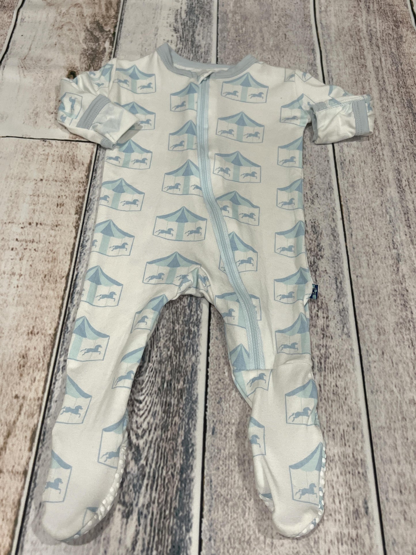 KicKee Pants Boys Light Blue | Pattern Pajamas Size: 0-3 months Light Blue | Pattern