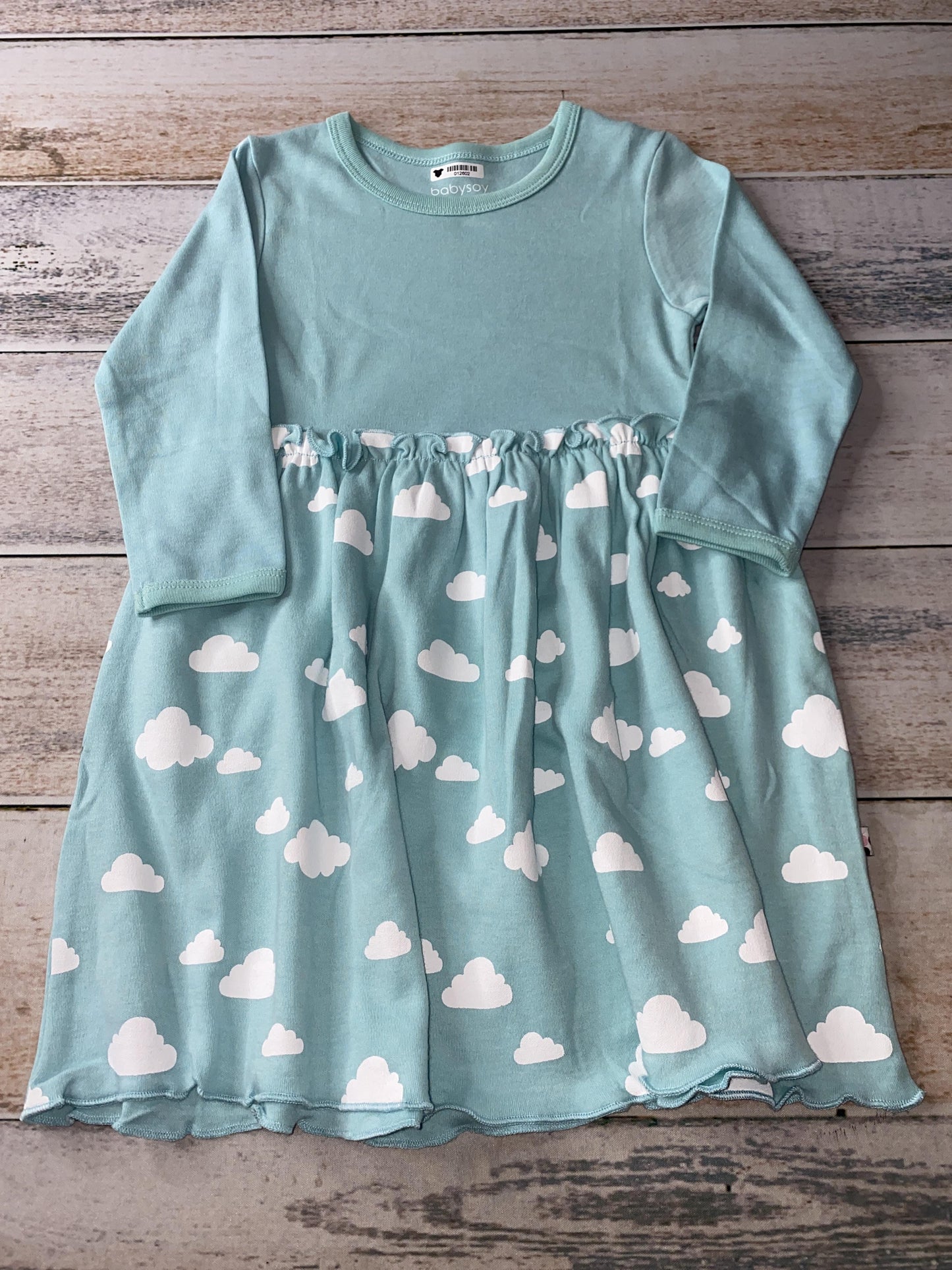 Babysoy Girls Light Blue | Pattern Dress Size: 3T Light Blue | Pattern