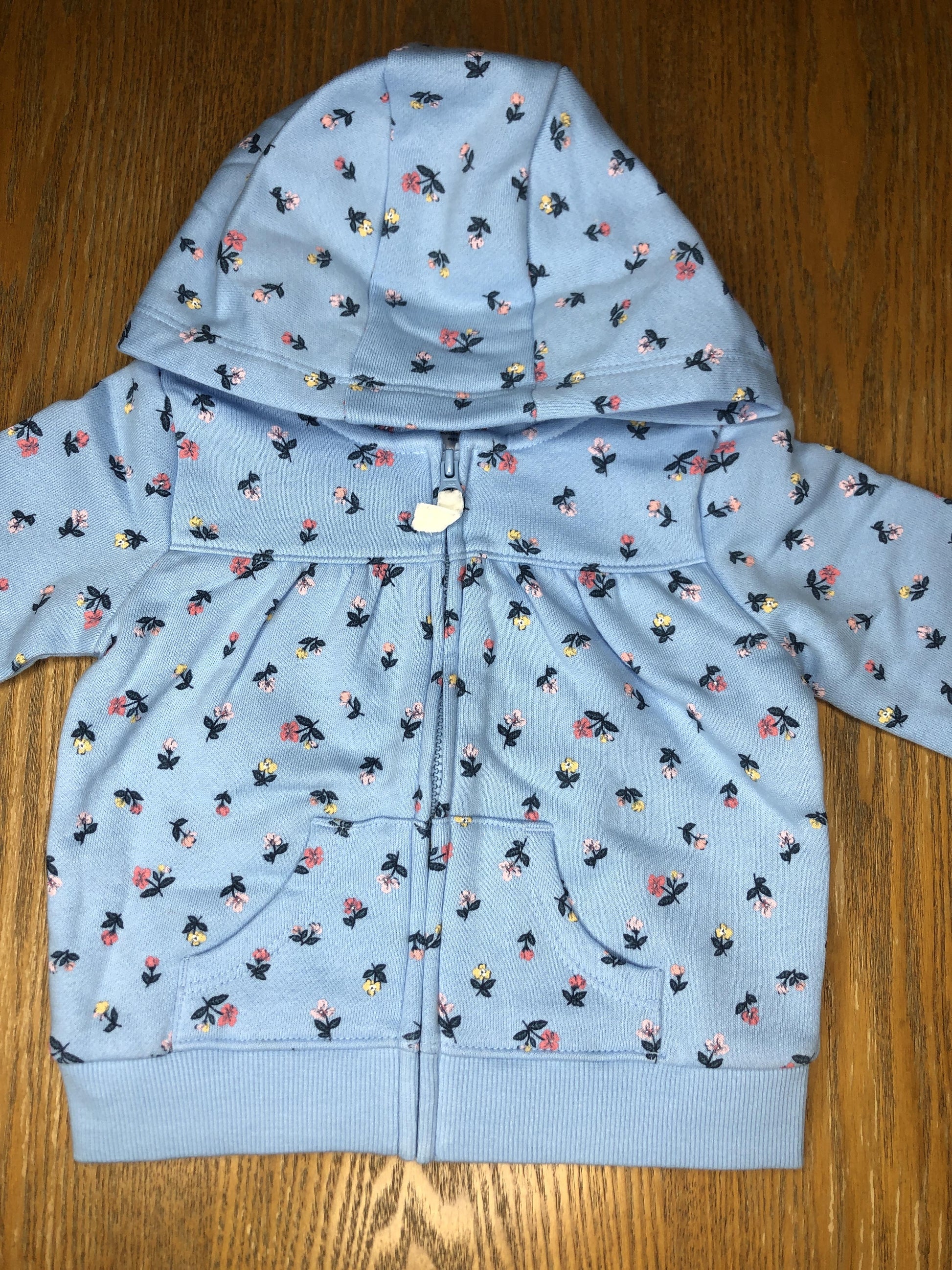 Carters Girls Light Blue | Pink floral Hoodie Size: 9 months Light Blue | Pink floral