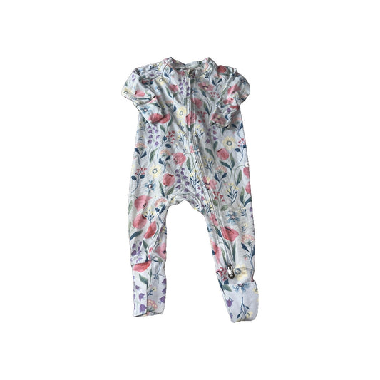 Loulou Lollipop Girls Light Blue | Pink floral Pajamas Size: 6-12 months Light Blue | Pink floral