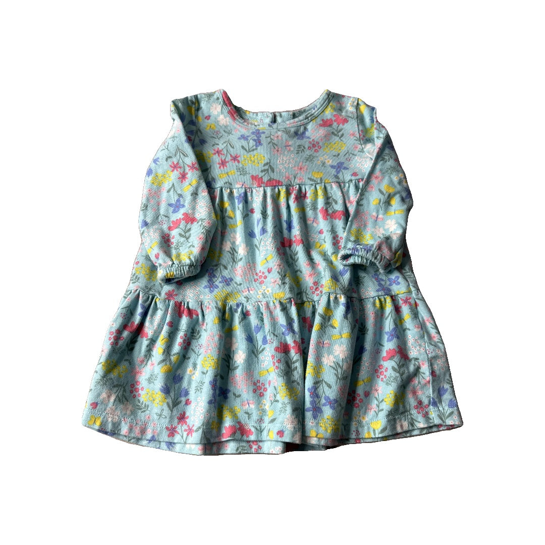 Carters Girls Light Blue | Pink floral Dress Size: 12 months Light Blue | Pink floral