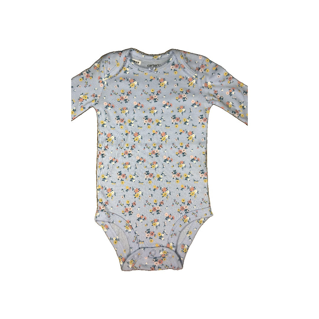 Carters Girls Light Blue | Pink floral Onesie Size: 6 months Light Blue | Pink floral