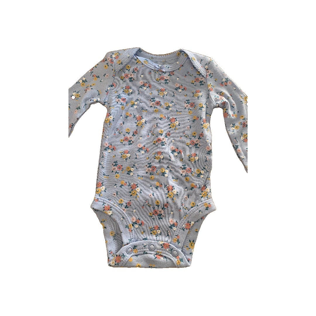 Girls Light Blue | Pink floral Onesie Size: Newborn Light Blue | Pink floral