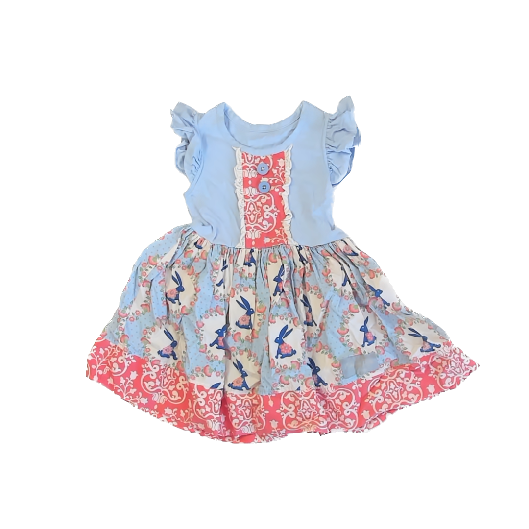 Eleanor Rose Girls Light Blue | Pink Dress Size: 3-4T Light Blue | Pink