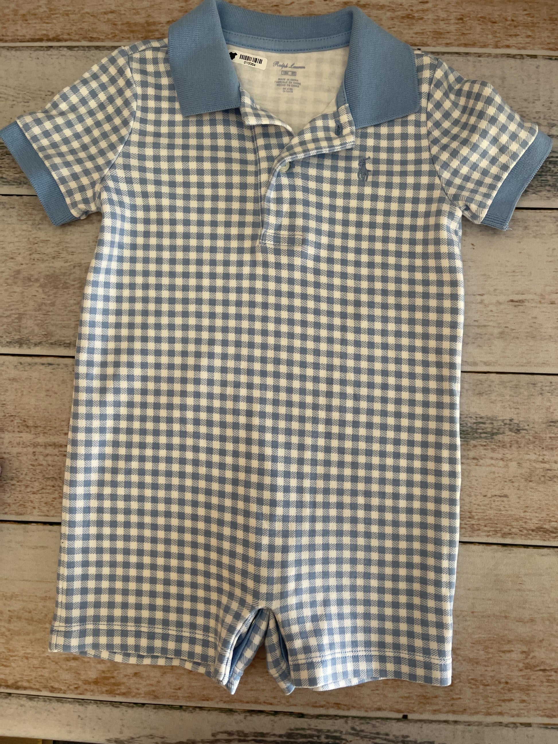 Ralph Lauren Boys Light Blue | plaid Romper Size: 18 months Light Blue | plaid