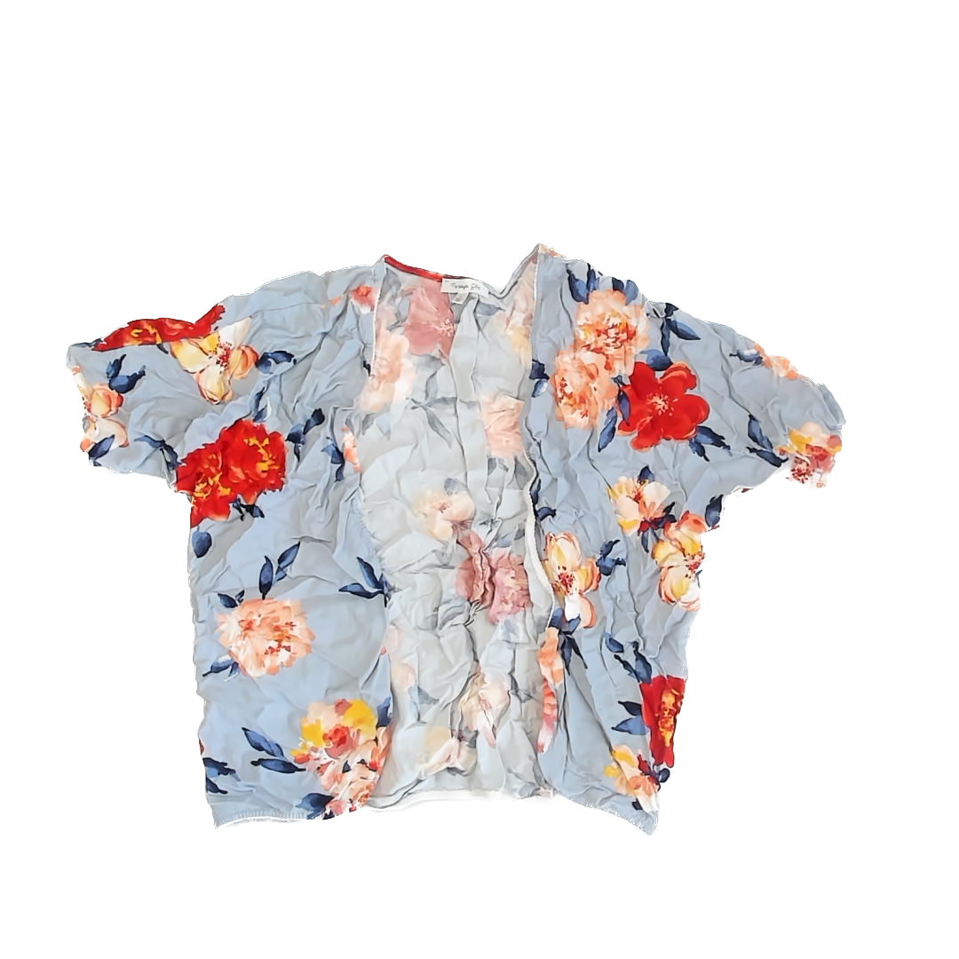 Persaya Girl Girls Light Blue | Red Floral Blouse Size: Junior L Light Blue | Red Floral