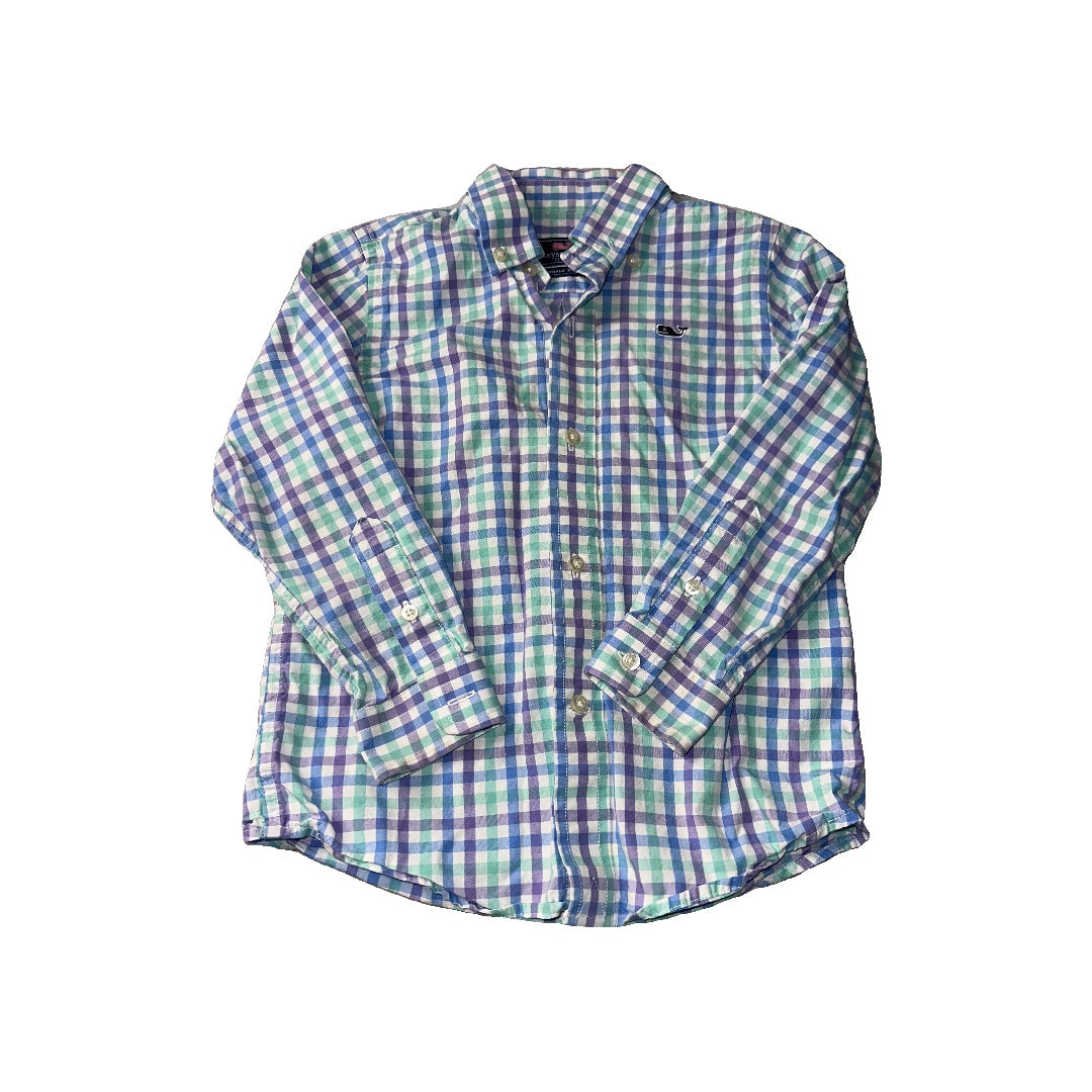 Vineyard Vines Boys Light Blue | Royal Blue | purple Button Down Short Sleeve Size: 4T Light Blue | Royal Blue | purple