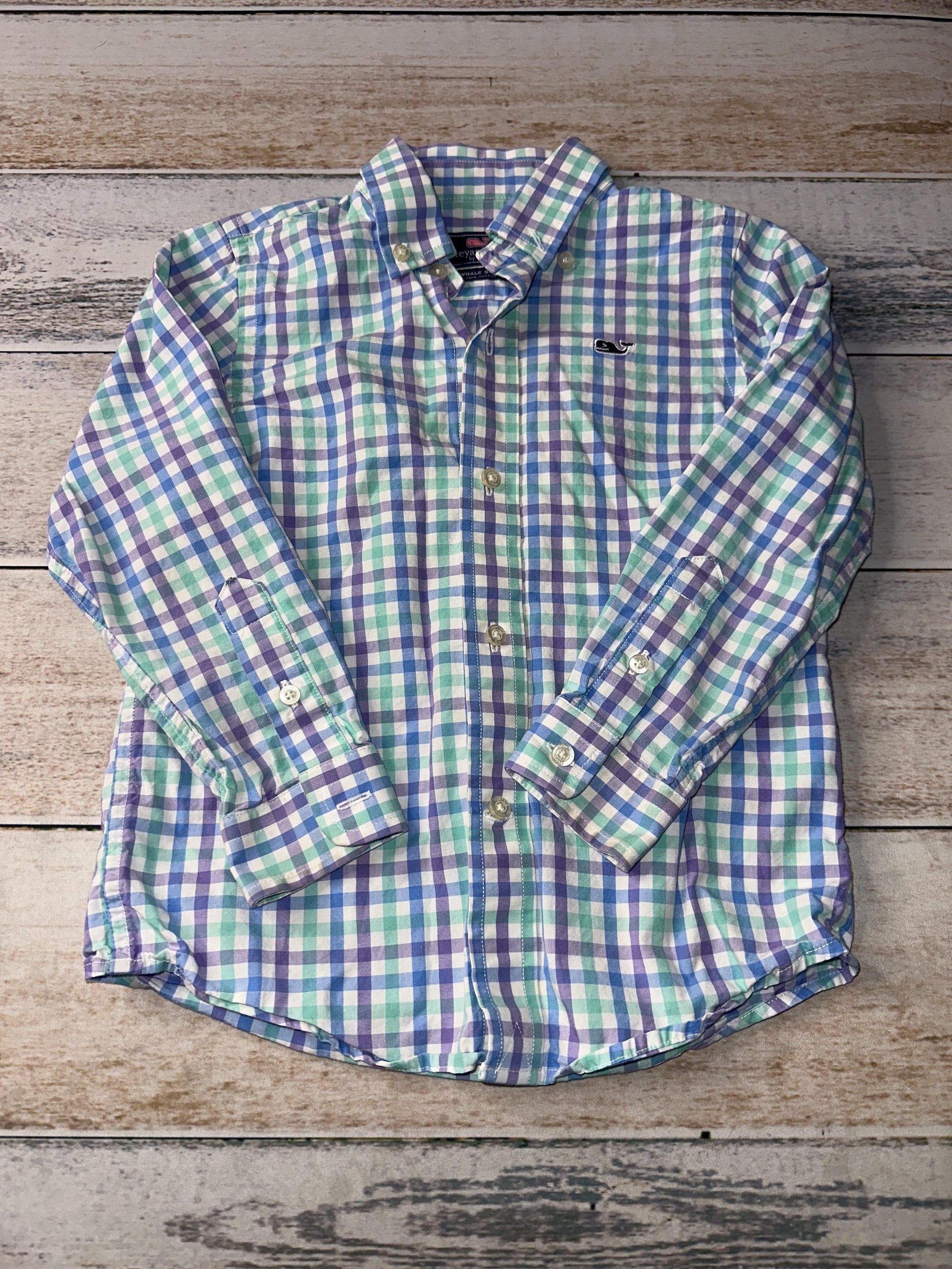 Vineyard Vines Boys Light Blue | Royal Blue | purple Button Down Short Sleeve Size: 4T Light Blue | Royal Blue | purple