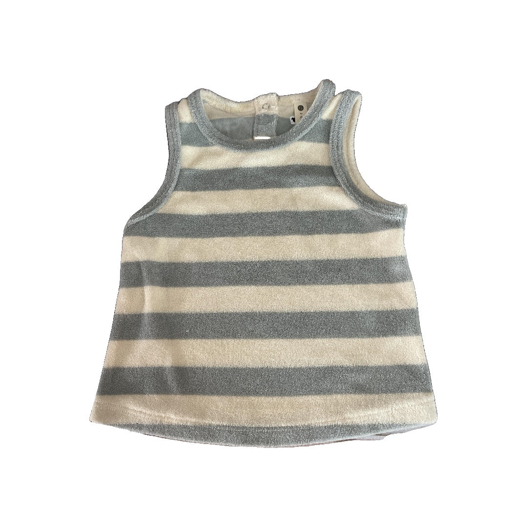 Q by Quincy Mae Unisex Light Blue | Stripe | cream Tank Top Size: 12-18 months Light Blue | Stripe | cream